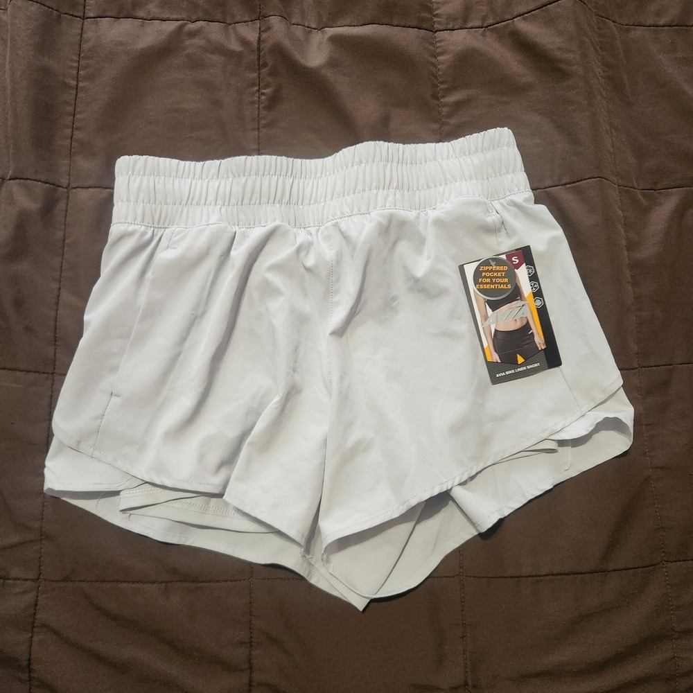 NWT Avia Womens light gray high waisted running shorts bike liner shorts size S